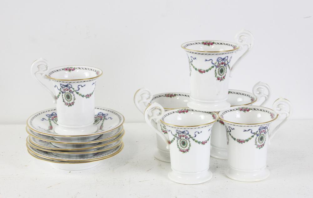 Spode/Tiffany and Co Demitasse Cups and Saucers: Spode Copeland's china England, marked Tiffany & Co., NY, set of (6) demitasse cups and saucers.