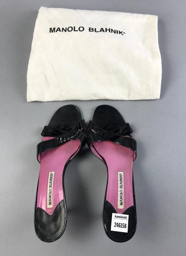 Pair of Manolo Blahnik Black Shoes: Pair of Manolo Blahnik black shoes, size 38 1/2. Provenance: From a Boca Raton, Florida estate.