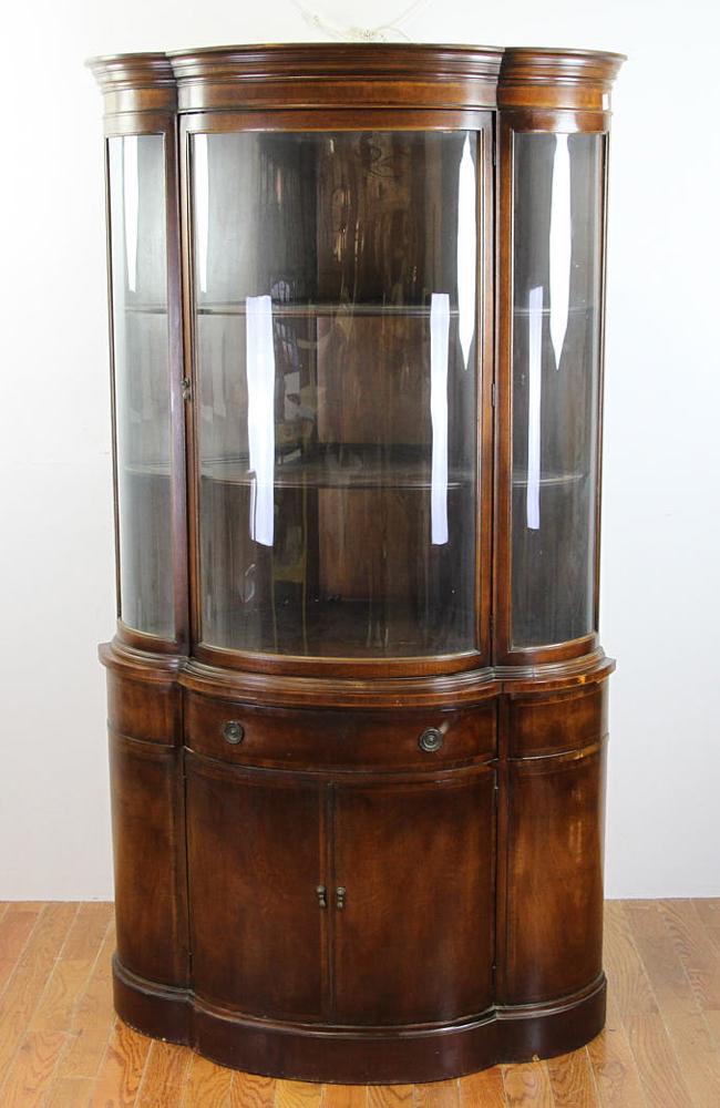 Hepplewhite Style Mahogany China Cabinet: Hepplewhite-style mahogany china cabinet, 72" H x 24" W x 26" D. Provenance: From a Coronado, California estate.