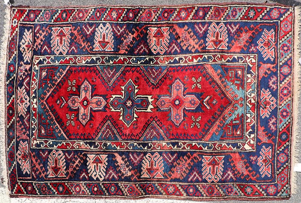 Semi Antique Turkish Rug: Semi-antique Turkish rug, 6' 4" x 4' 2". Provenance: From a Hyde Park, Massachusetts estate.