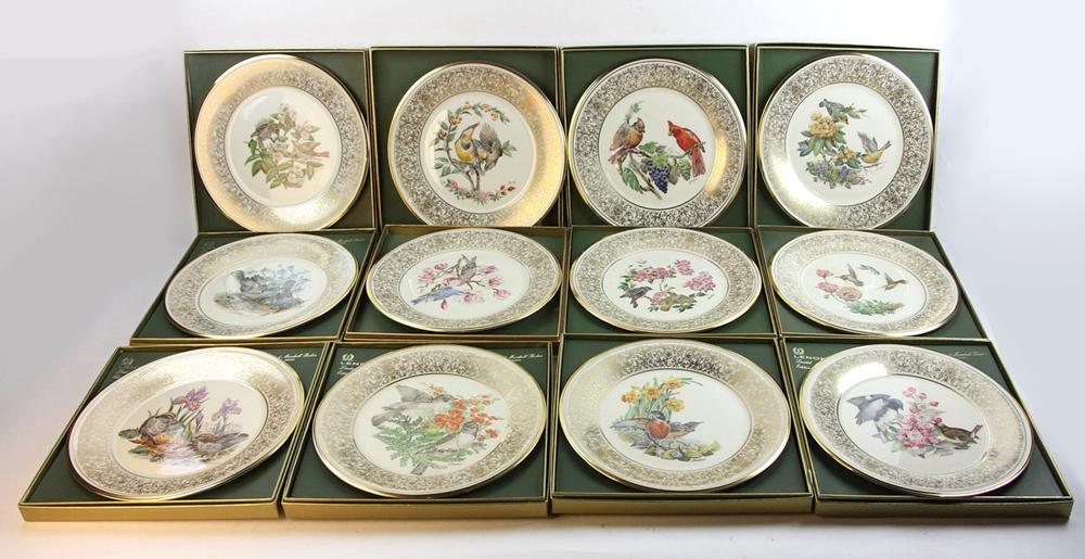 Lenox Plates in Original Boxes: Lenox plates in original boxes, 1980, based on design by Edward Marshall Boehm. Provenance: From an Acton, Massachusetts estate.