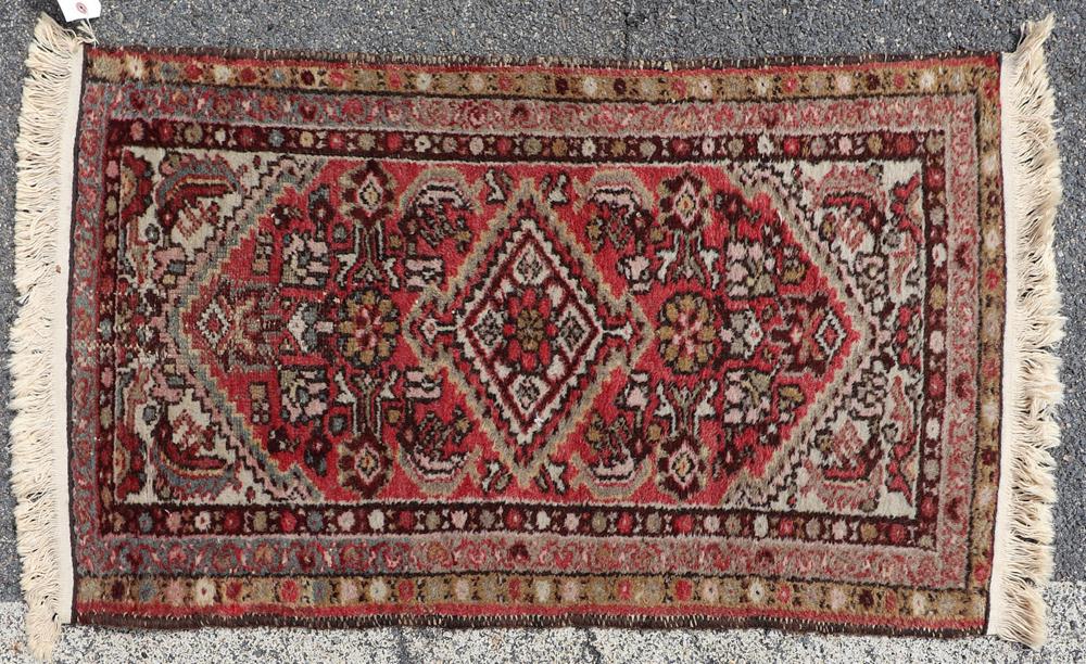 Antique Persian Hamadan Rugs: Antique Persian Hamadan rugs, one 3' 8" x 2' 2", other 5' 1" x 3' 3". Provenance: From a San Francisco, California estate.