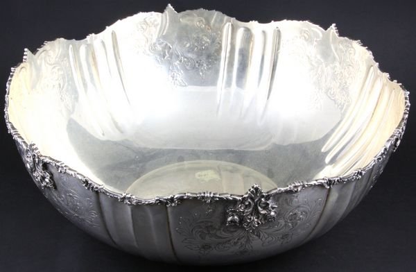 Italian 800 Silver Punch Bowl, Petruzzi