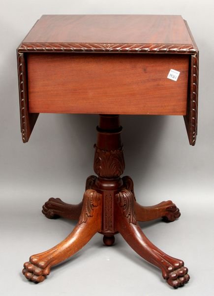 19th C. Mahogany 2-Drawer Drop-leaf Table - 3