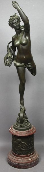 19th C. Classical Bronze Sculpture on Marble