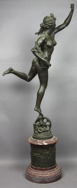 19th C. Classical Bronze Sculpture on Marble - 3