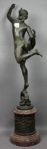 19th C. Classical Bronze Sculpture on Marble - 4