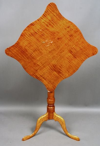 20th Century Tiger Maple Tip-Top Candlestand - 2