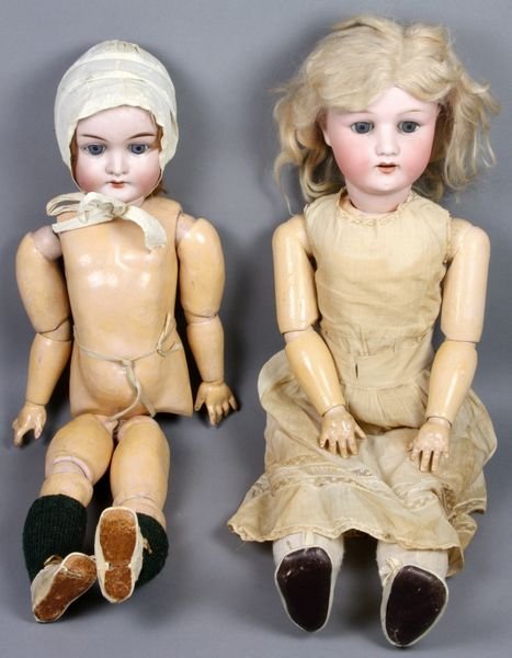 (2) German Bisque Head Dolls, 1 Heubach