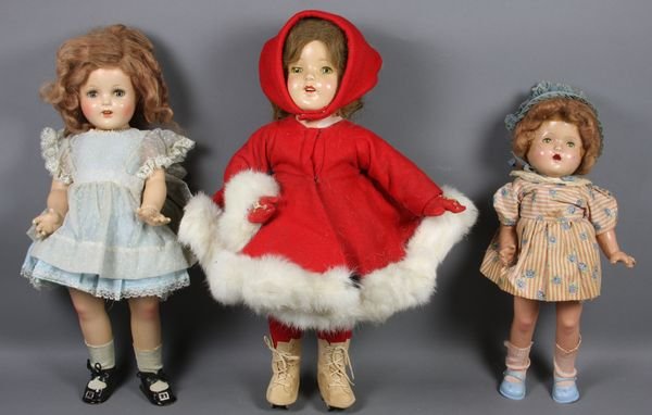 (3) Composition Dolls, 2 Shirley Temple Type