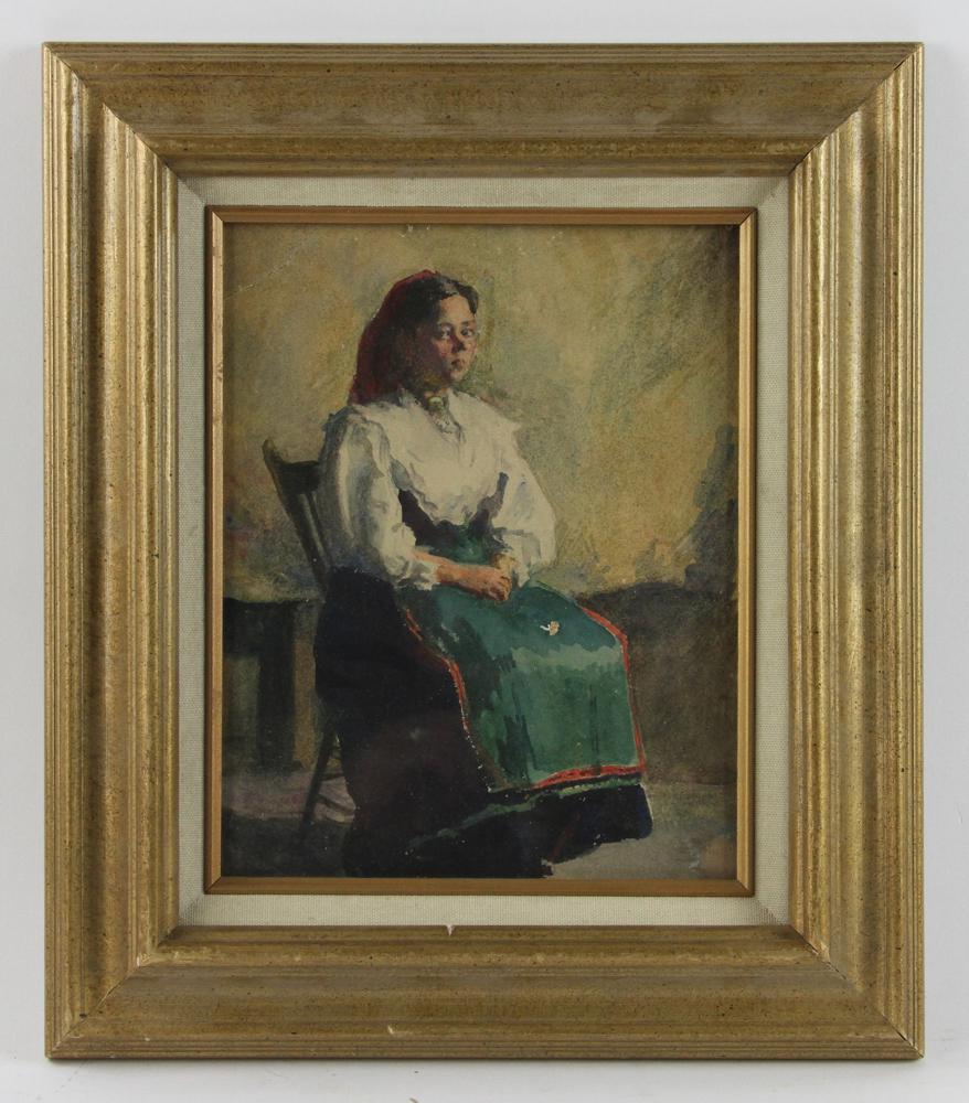 Anna C Tomlinson, Young Girl Sitting in Chair, Pastel: Anna C. Tomlinson (American, 1872-1962), young girl sitting in chair, 9 1/2" x 7 1/2", framed 15" x 12 1/2". Provenance: From a Beverly, Massachusetts estate.