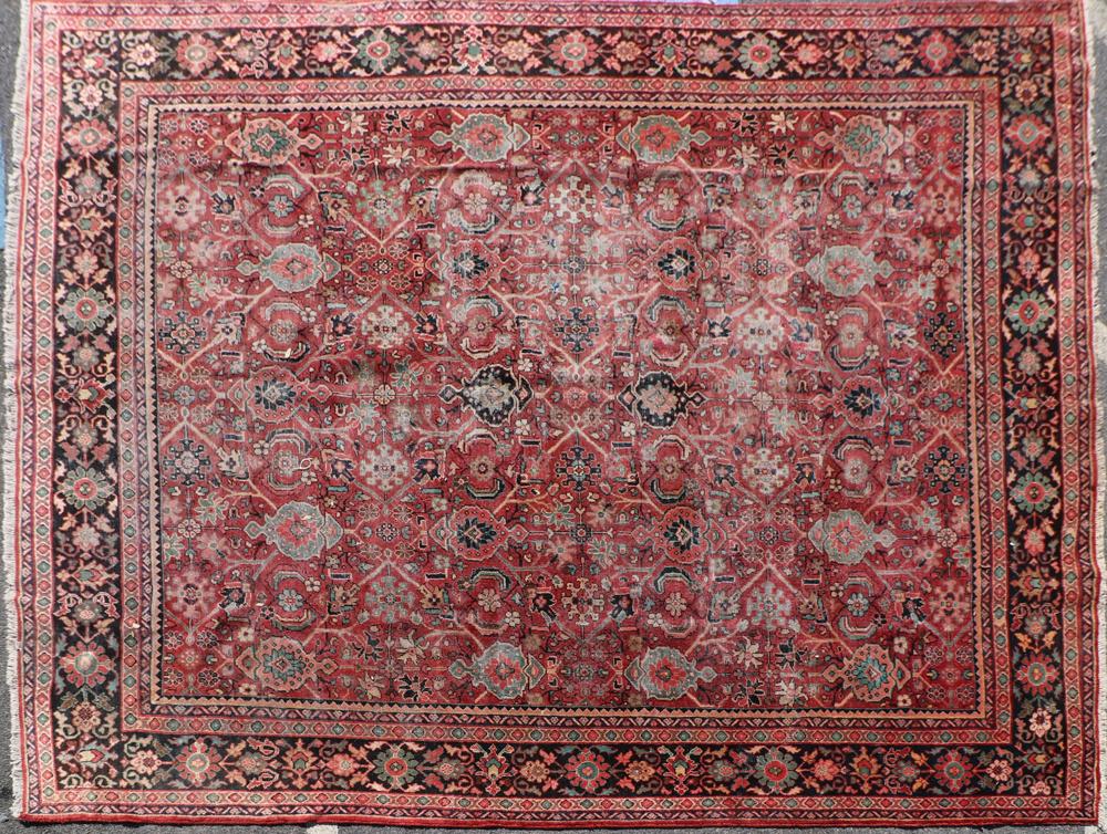 Antique Persian Mahal Rug: Antique Persian Mahal rug, 9' 9" x 12' 9". Provenance: From a Delray Beach, Florida estate.
