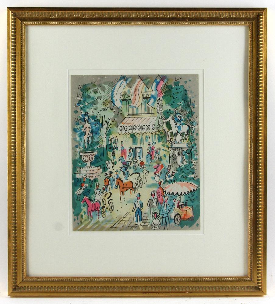Charles Cobelle, Rue de la Paix, Print: Charles Cobelle (1902-1998), title "Rue de la Paix", print, artist proof, signed in pencil, 11" x 9", framed 20" x 18". Provenance: From a Wenham, Massachusetts estate.