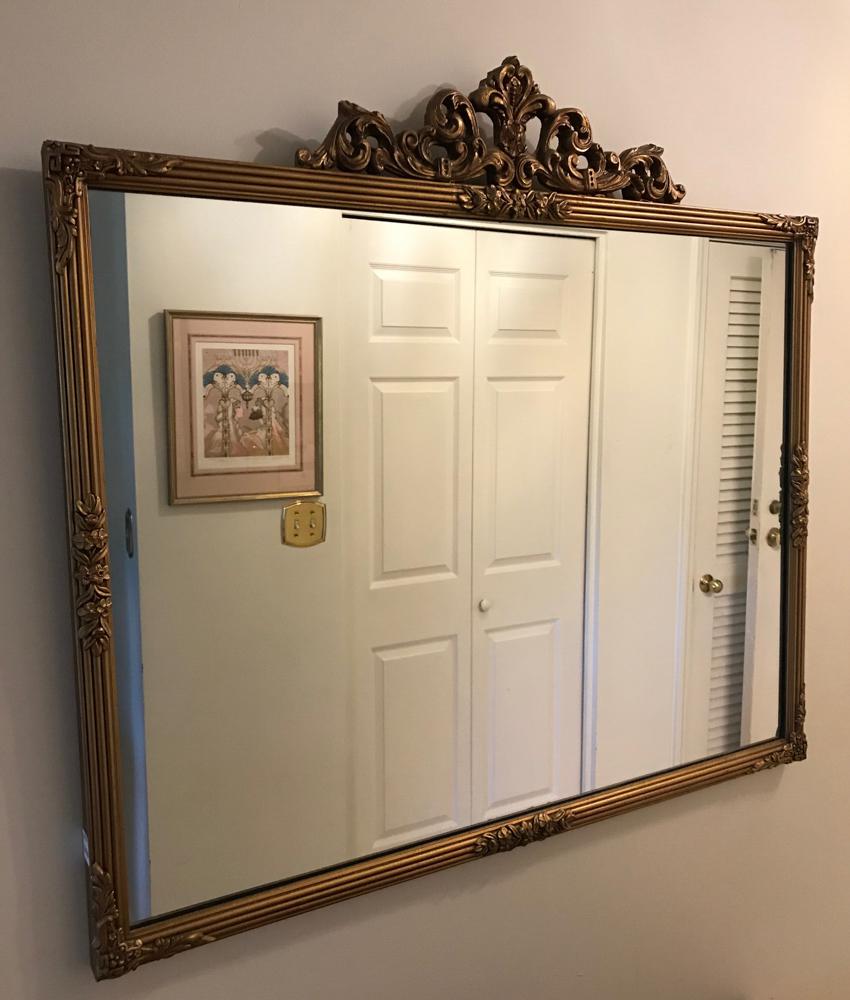 Antique French Gold Mirror: Antique French gold mirror, 33" x 36". Provenance: Estate of antique dealer Mr. Bob Tassel.