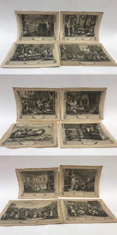 (12) 18thC Hogarth Prints: Twelve (12) 18th century William Hogarth prints, 11 1/2" x 15". Provenance: From a Hamilton, Massachusetts estate.