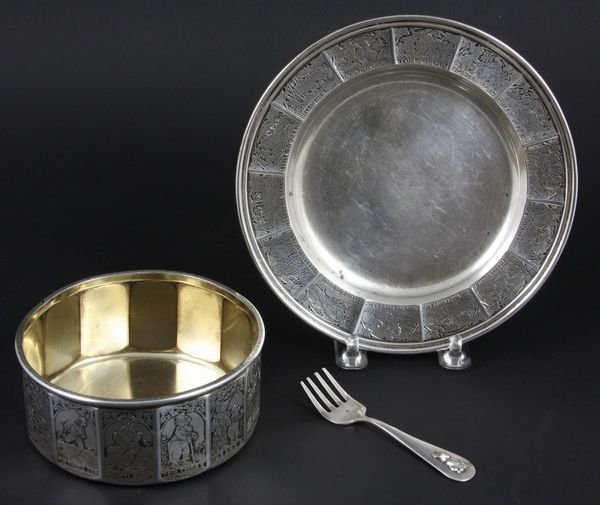 Sterling Silver Nursery Rhymes Bowl Dish Fork