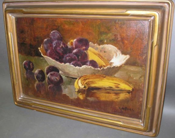 Sgnd Charles Fries, Still of Plums & Bananas,o/c