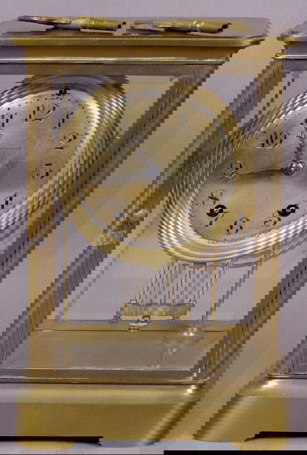 26 SETH THOMAS BRASS MANTLE CLOCK DATED 1880