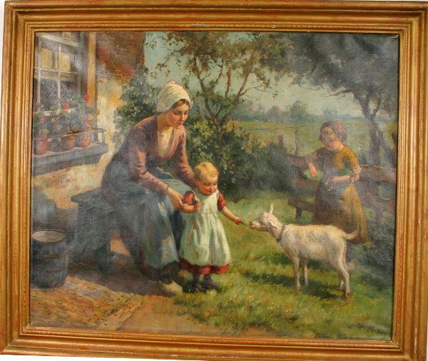 SIGNED LOUIS SOONIUS DUTCH FARM SCENE O/C 1932