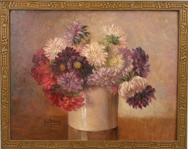 SIGNED C. V. BIBRA OIL/BOARD STILL LIFE