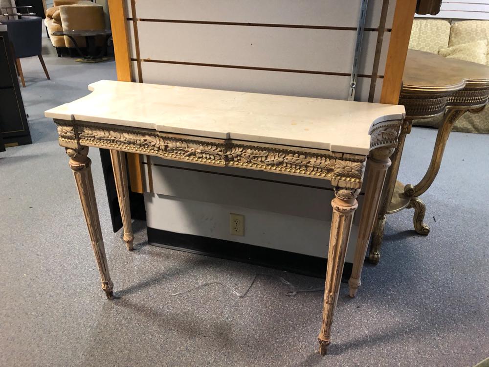 MARBLETOP WHITE HALLWAY TABLE (1 of 1)