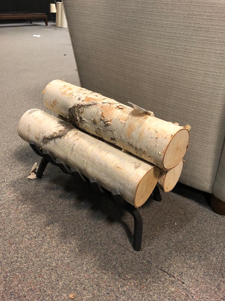 BIRCH FIREPLACE LOGS w/ IRON GRATE (1 of 1)