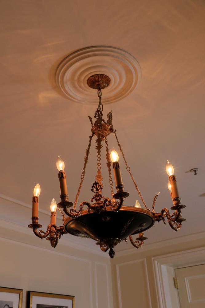 French empire style bronze, eight light chandelier (1 of 1)