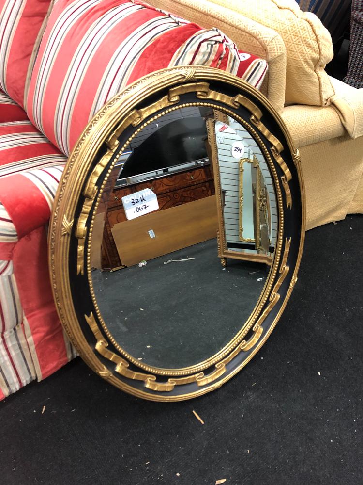 French regency style oval mirror with ribbon design, (1 of 1)