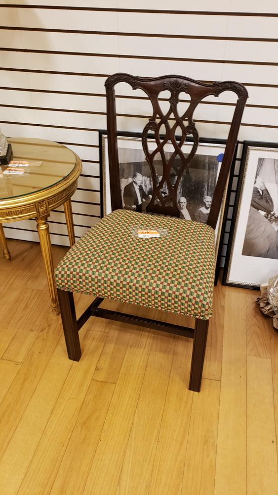 Chippendale-style mahogany desk chair with upholstery (1 of 1)