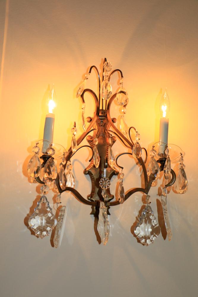 Set of 6: Brass and Crystal Sconces  H17" (1 of 1)