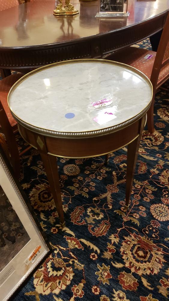 Mahogany, brass, and marble occasional table, brass (1 of 1)