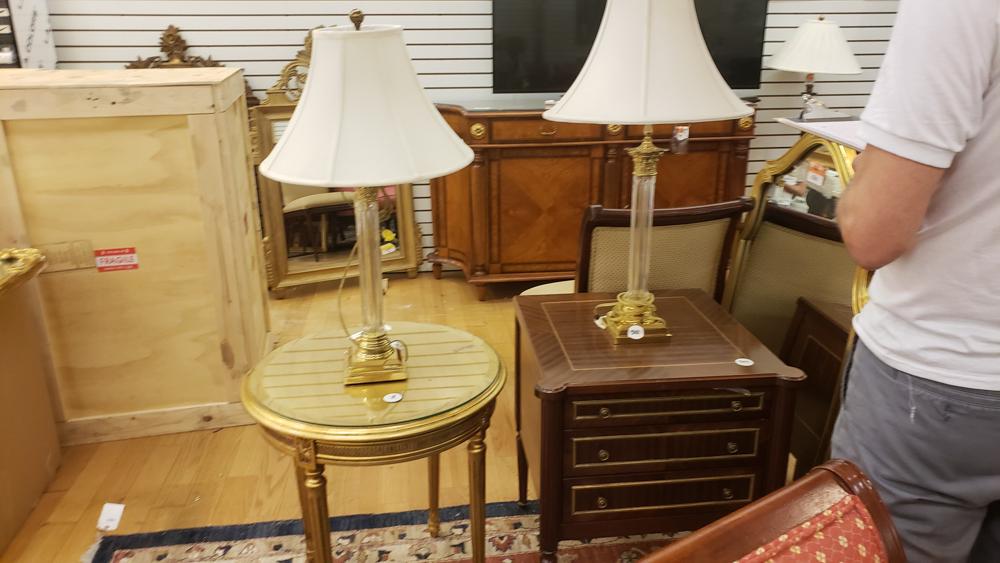 French regency style single drawer round gold leaf (1 of 1)