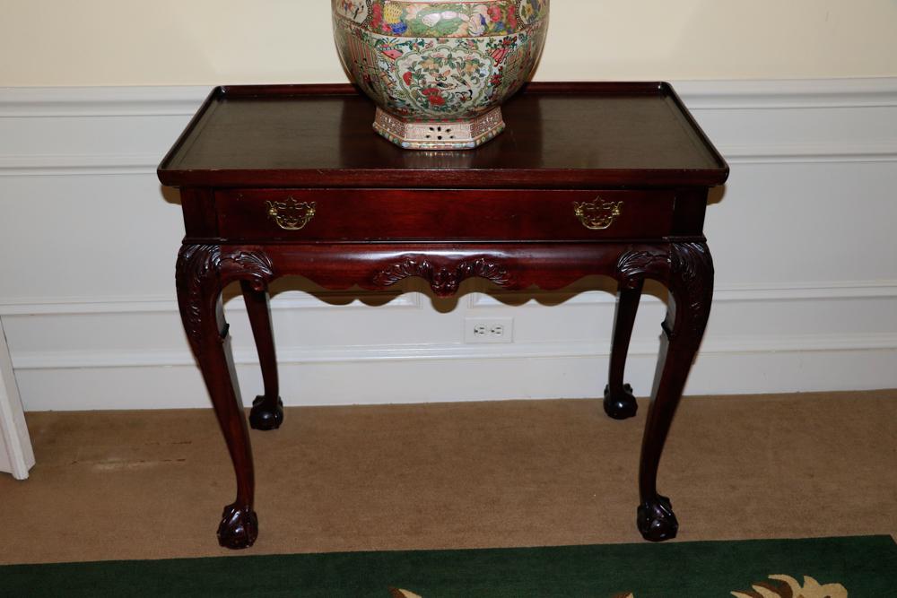 Chippendale style dish-top table, carved mahogany (1 of 1)