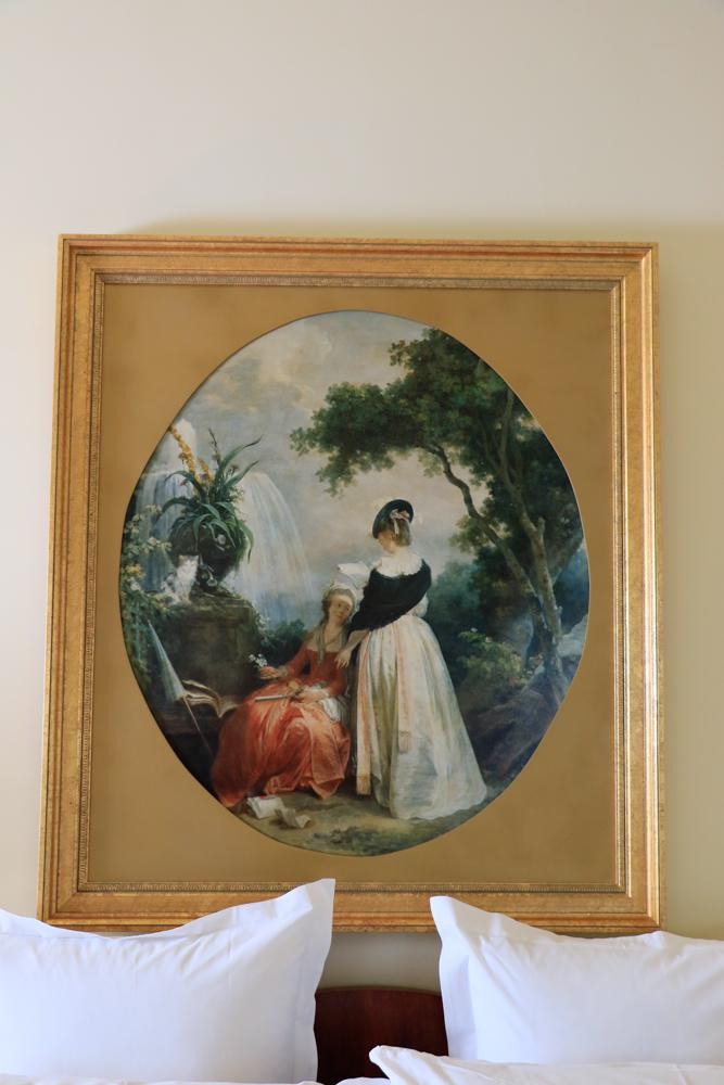 French style garden scene print on canvas in gold frame (1 of 1)