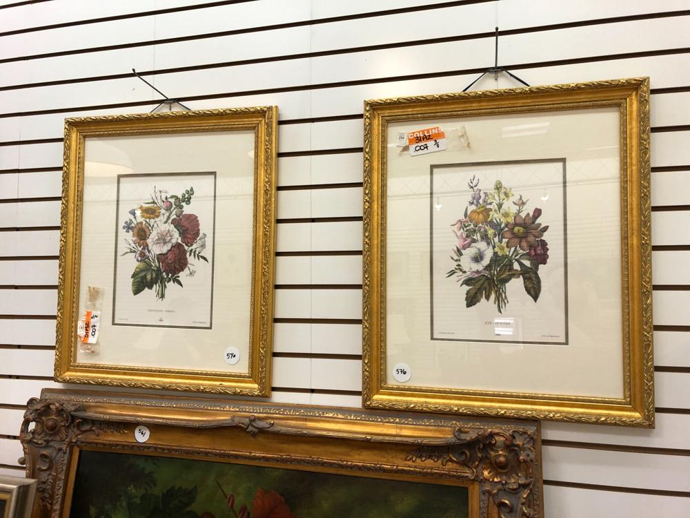 Lot of 2 framed French prints, Ã©tÃ©, printemps (1 of 1)