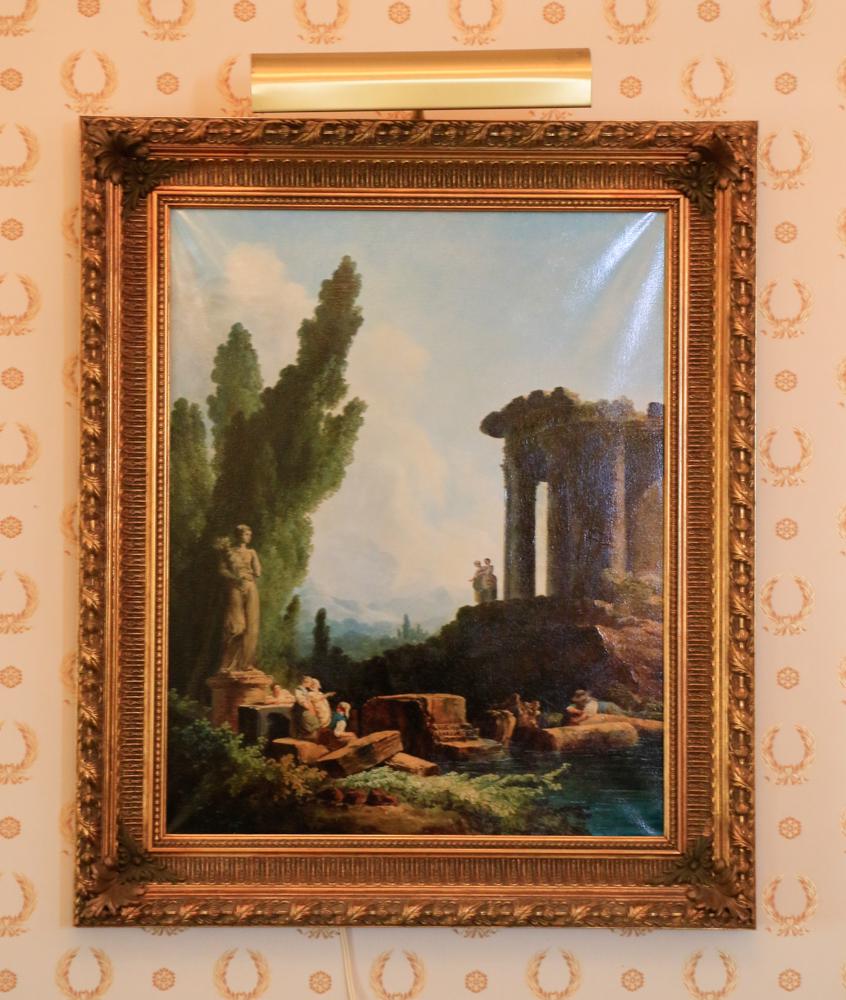 Oil painting of Roman ruins with statue, oil on canvas, (1 of 1)