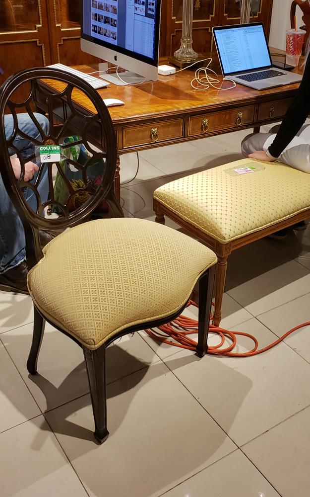 Regency style chest of drawers, gold trim, black marble (1 of 1)
