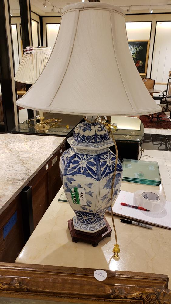 Pair of Chinese celadon lamps with silk shades 29x7â€ (1 of 1)