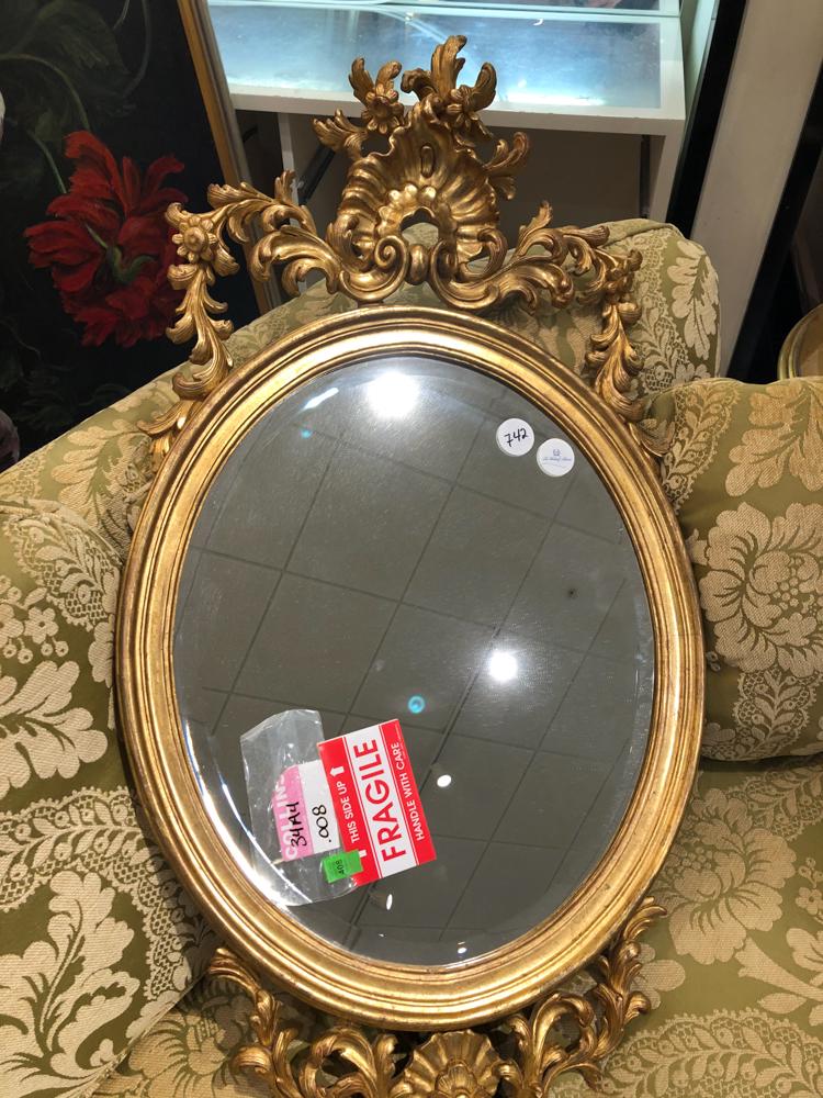 Continental style carved gilt wood mirror 54x44" (1 of 1)