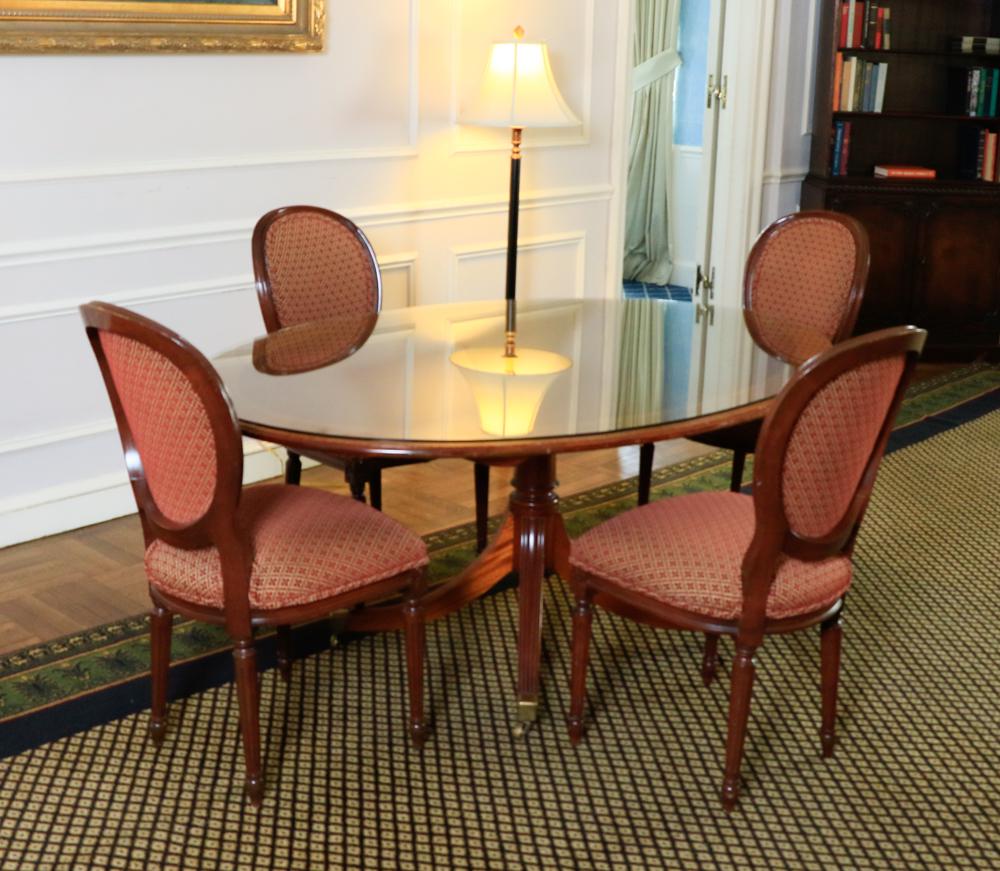 Set of 4: mahogany and upholstered Side chairs, (1 of 1)