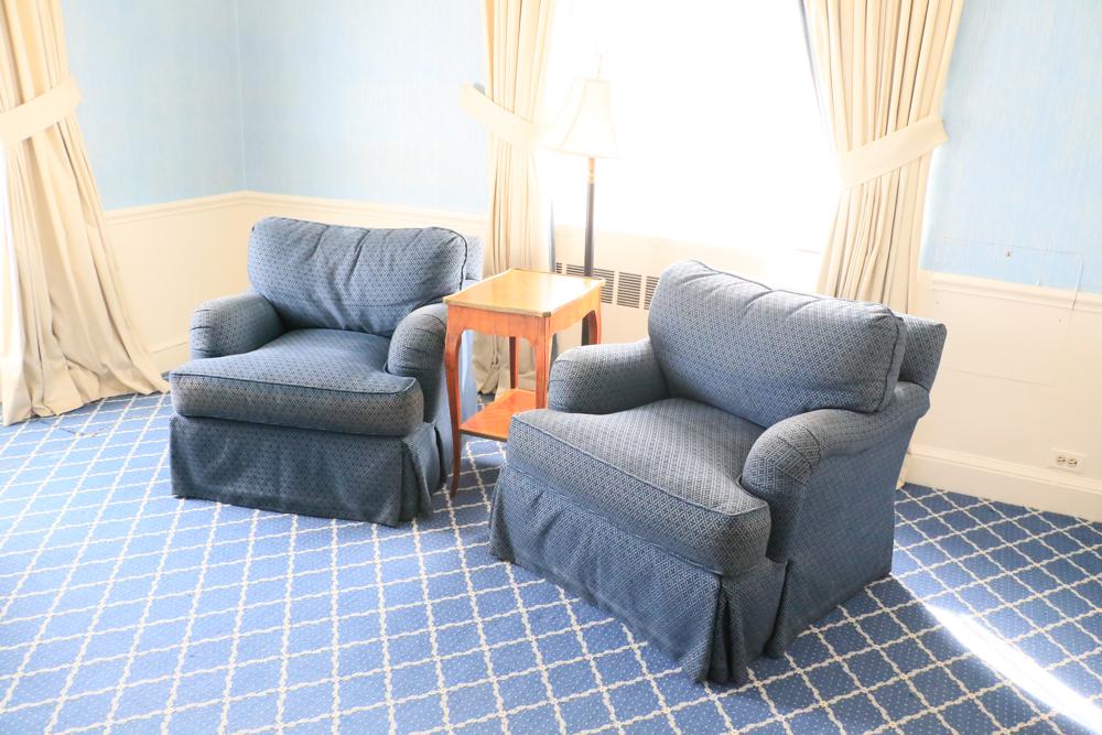 Pair of blue upholstered Chairs by Pearson, 30x34x45" (1 of 1)