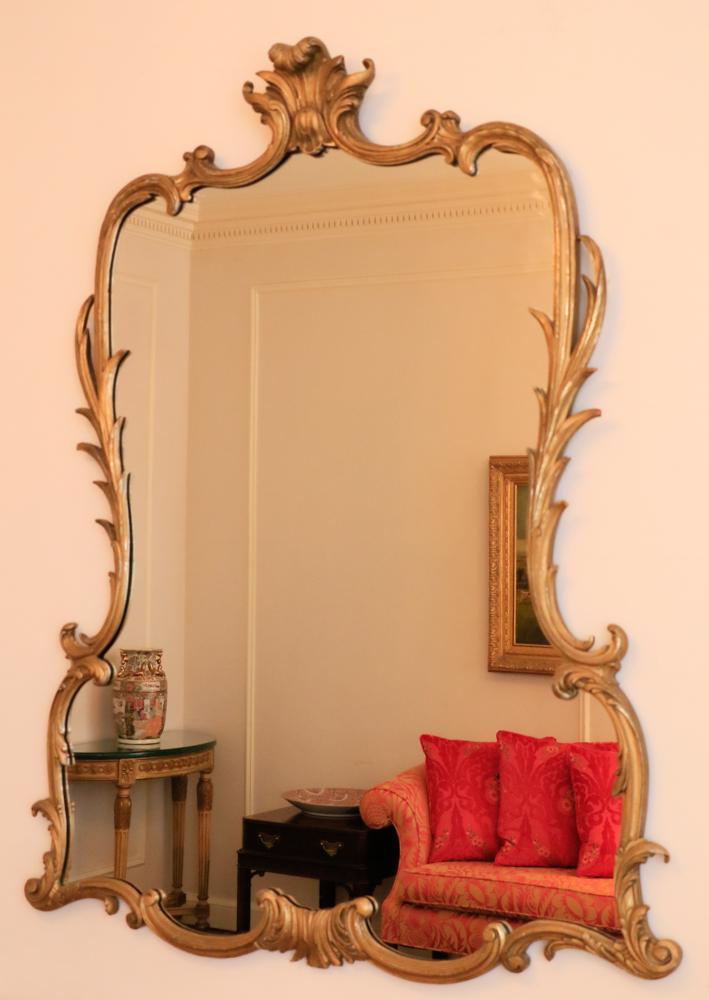 Continental Style ornate mirror, gilt, 54x38" (1 of 1)