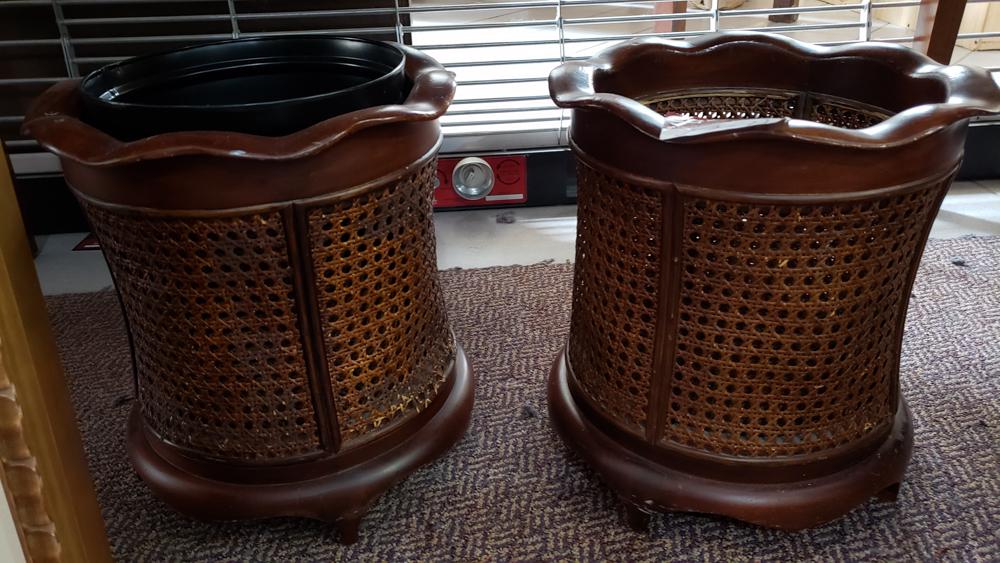 3 wicker and wood trash cans (1 of 1)