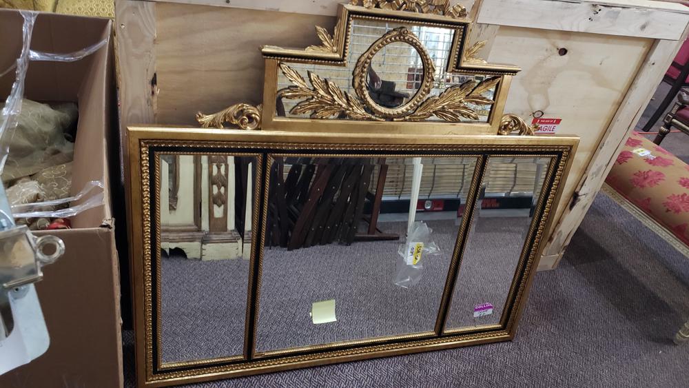 Continental style beveled mirror with 3 sections, (1 of 1)