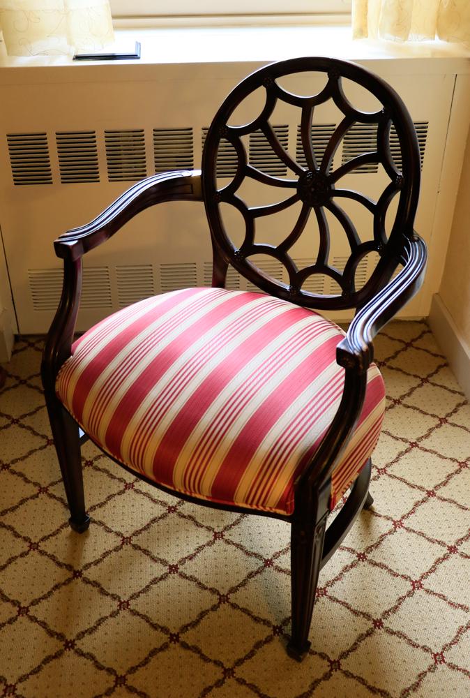 Arm chair with red striped upholstered 37x24x22" (1 of 1)
