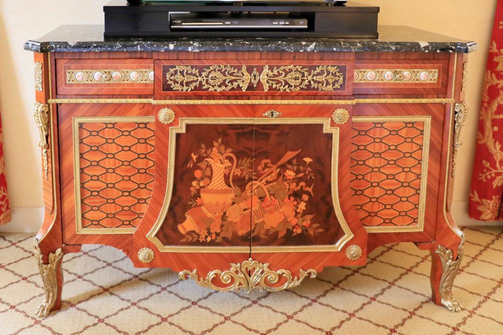 Louis XV marble top cabinet with marquetry inlay (1 of 1)