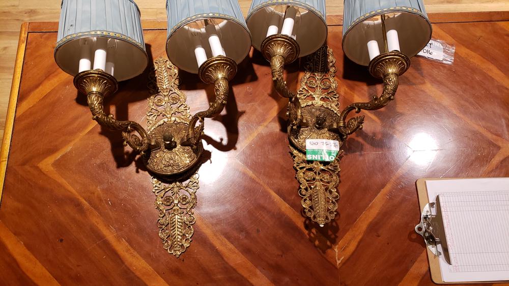 Pair of French style ornate bronze, 6 light wall (1 of 1)