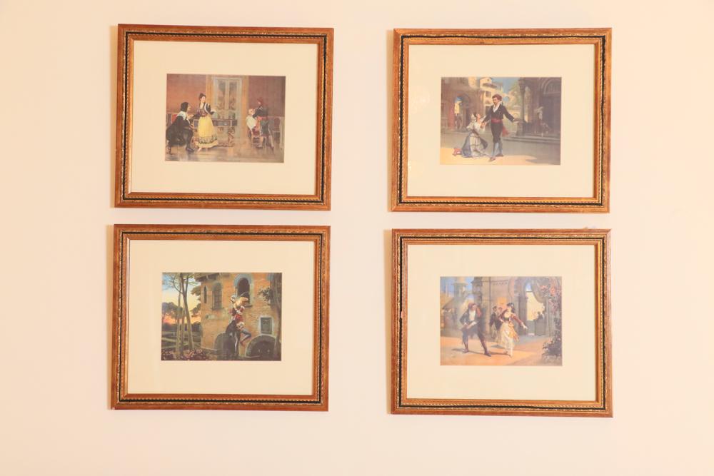 Set of 4 framed courting prints (1 of 1)