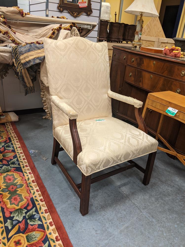 Pair of Chippendale style Lolling chairs, mahogany with (1 of 1)