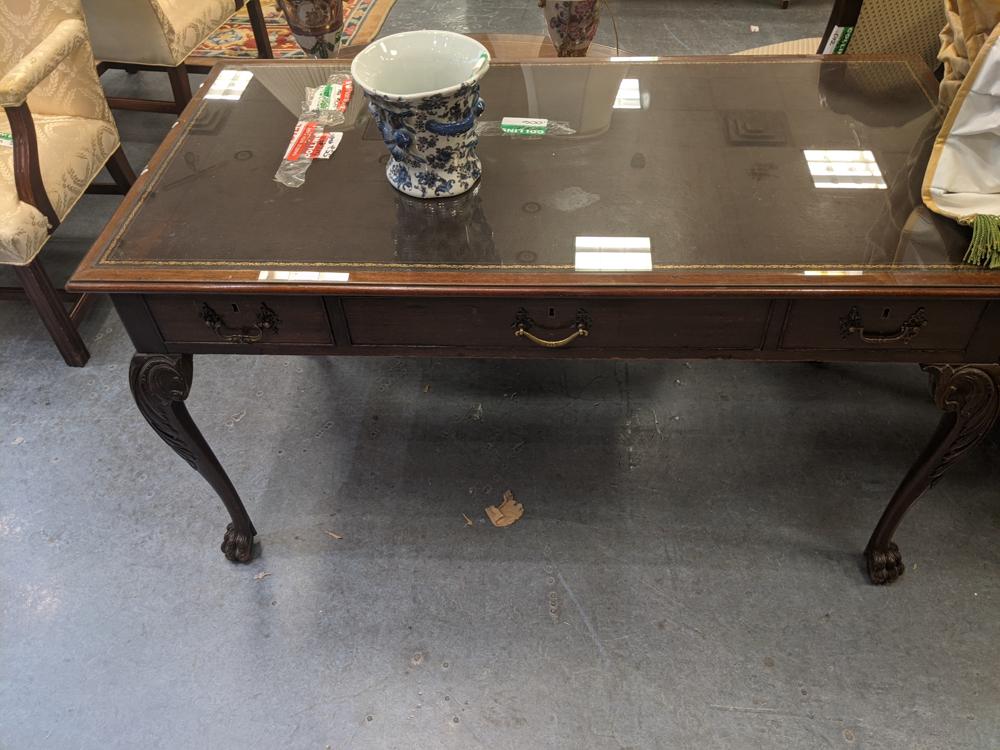 Chippendale mahogany writing desk, hairy paw feet, (1 of 1)